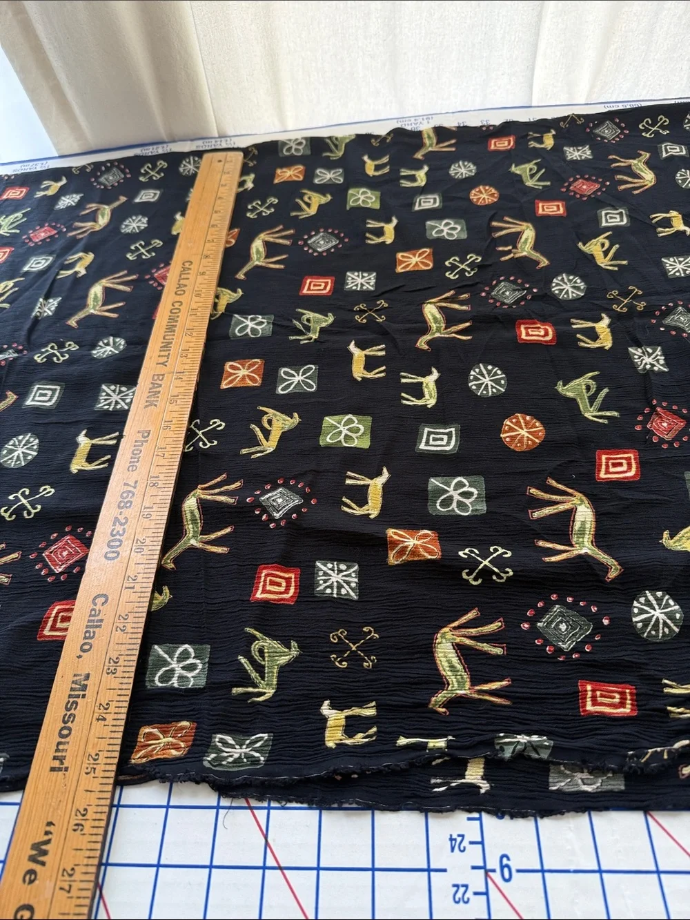 Modernist Horse Novelty Print Crepe Fabric 2+ Yards x 48”